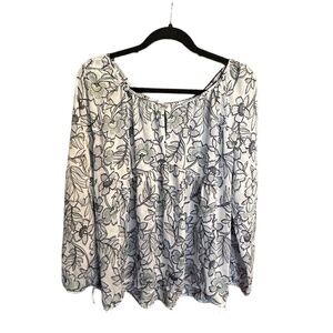 PRINCESS VERA WANG Top Shirt floral long sleeve top lightweight - Blue Large